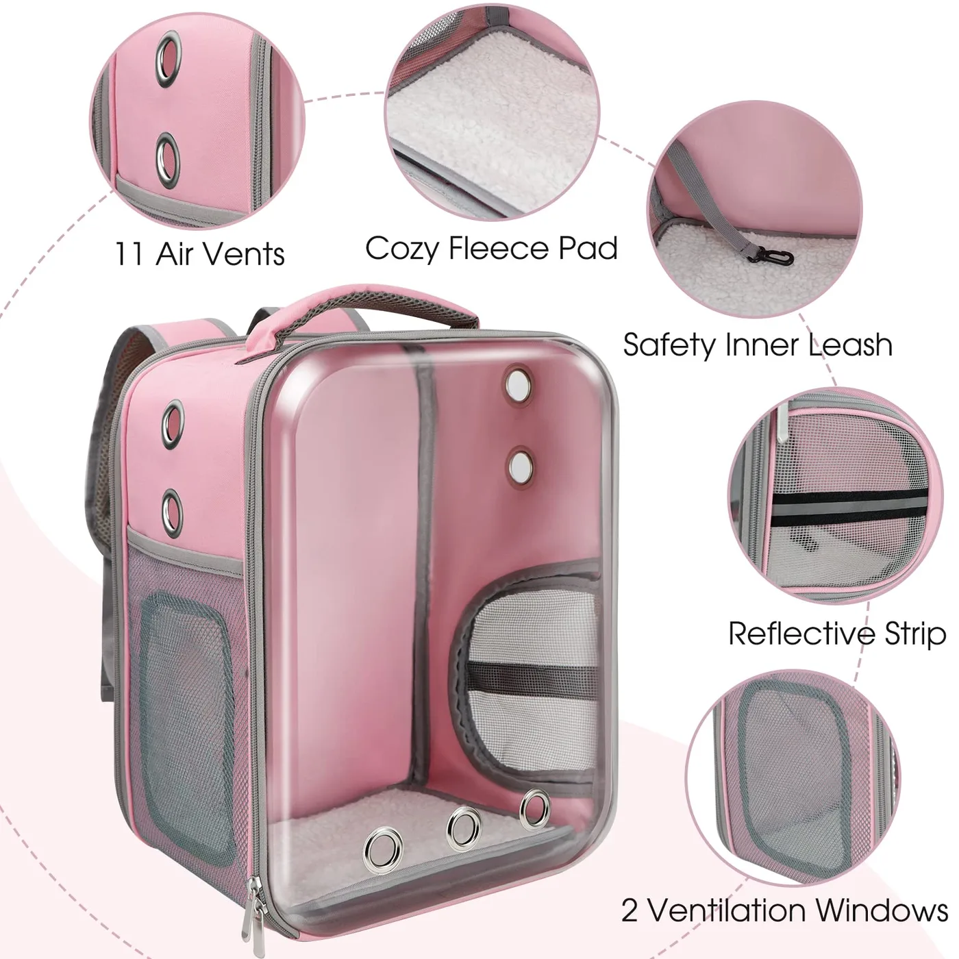 Pet Back Pack: Backpack Style - detail view supplied by QUANZHOU JUNYUAN BAGS